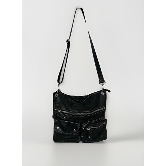Fossil SUTTON Black Pebble Leather Crossbody Shoulder Bag Key Adjustable Strap - Picture 1 of 15